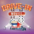 drive in movies. Vector illustration decorative design