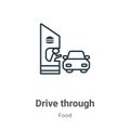 Drive through outline vector icon. Thin line black drive through icon, flat vector simple element illustration from editable food Royalty Free Stock Photo