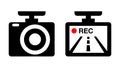Drive recorder, Dvr illustration icon image material. black and white red.