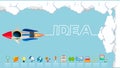 Drive Rocket for Success with text idea - Creativity thinking modern Idea and Concept illustration.