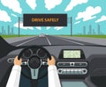 Drive safely concept. Vector illustration Royalty Free Stock Photo