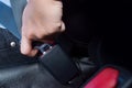 Drive safely. People wearing a car seat belt, Close up Royalty Free Stock Photo