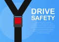 Drive sefaty. Detailed illustration of an open and closed seatbelt.