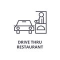 Drive thru restaurant line icon, outline sign, linear symbol, vector, flat illustration Royalty Free Stock Photo