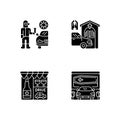 Drive thru services black glyph icons set on white space