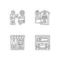 Drive thru services linear icons set