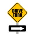 Drive Thru text on Brown Wooden Road Sign. Royalty Free Stock Photo