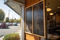 drive-thru window with menu board, showing the restaurant's latest specials Royalty Free Stock Photo