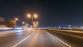Drive in traffic on the corniche road in Doha timelapse drivelapse. Qatar, Middle East