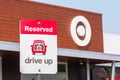 Drive Up sign informs Target supermarket online shoppers about reserved parking spot for online orders. pick up - San Jose, Royalty Free Stock Photo