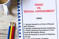 Drive vs Sexual Harassment at work concept