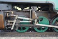 Drive wheels and rods on restored steam locomotive Royalty Free Stock Photo
