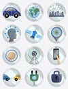 Driver assistance system icon set. Driverless robotic self-driving car