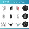 Driver assistance technologies icons set