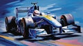 Dynamic Racing: 2005 F1 Car With Driver In Indigo