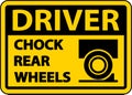 Driver Chock Rear Wheels Label Sign On White Background