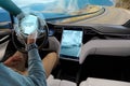 Driver controls an autonomous car