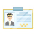 Driver document taxi card taxi driver with photo Taxi station single icon in cartoon style vector symbol stock