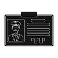 Driver document taxi.Plastik card taxi driver with photo Taxi station single icon in black style vector symbol stock