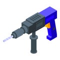 Driver fix kit icon isometric vector. Steel tool