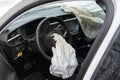 Airbags deployed in an accident in the car Royalty Free Stock Photo