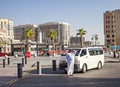 A driver and his car, the car is one of public transport that can use by Hajj and Umra pilgrims to travel around Medina Royalty Free Stock Photo