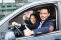 Driver in his car after getting his driving licence