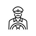 Black line icon for Driver, chauffeur and motorist