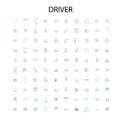 driver icons, signs, outline symbols, concept linear illustration line collection Royalty Free Stock Photo