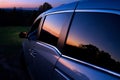 Driver inside van enjoying a New England fall sunset Royalty Free Stock Photo