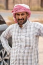 The driver of the jeep safaris in the Jordanian desert of Wadi Rum