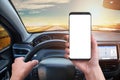 Driver keeps the phone while driving. screen for mockup