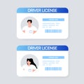 Driver license, car driving licence. ID card template. Vector illustration. Royalty Free Stock Photo