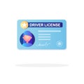 Driver license card with foto isolated on white background. Id document for driving car. Vector flat design