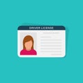 Driver license icon in flat style. Id card vector illustration on isolated background. Person document sign business concept Royalty Free Stock Photo