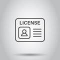 Driver license icon in flat style. Id card vector illustration on white isolated background. Identity business concept Royalty Free Stock Photo