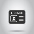 Driver license icon in flat style. Id card vector illustration on white isolated background. Identity business concept Royalty Free Stock Photo