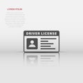 Driver license icon in flat style. Id card vector illustration on white isolated background. Identity business concept Royalty Free Stock Photo