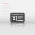 Driver license icon in flat style. Id card vector illustration on white isolated background. Identity business concept Royalty Free Stock Photo