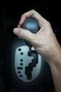 Driver man hand holding automatic transmission Royalty Free Stock Photo