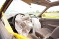 Driver and Passenger Airbags Deployed Royalty Free Stock Photo