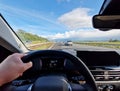 Driver view POV from car while driving a car Royalty Free Stock Photo