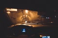 Driver point of view in highway tunnel Royalty Free Stock Photo