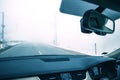 Driver pov at the road in winter Royalty Free Stock Photo