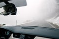 Driver pov at the road in winter Royalty Free Stock Photo