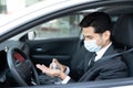 Driver Pouring Sanitizer On Hand