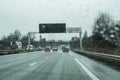 Driver POV at cars driving fast on French highway Royalty Free Stock Photo