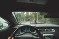 Driver POV inside car heading towards tunnel Royalty Free Stock Photo