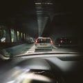 Driver POV at traffic jam in French tunnel peripheriques boulevard