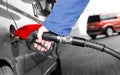 The driver pumping gasoline. Royalty Free Stock Photo